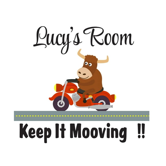 Keep it Mooving Ispirational Customized Name Wall Decal for Kids- Vinyl Sticker Home Art Interior Decoration Any Room Nursery Mural Waterproof Vinyl Sticker- Size : 10" x 9".
