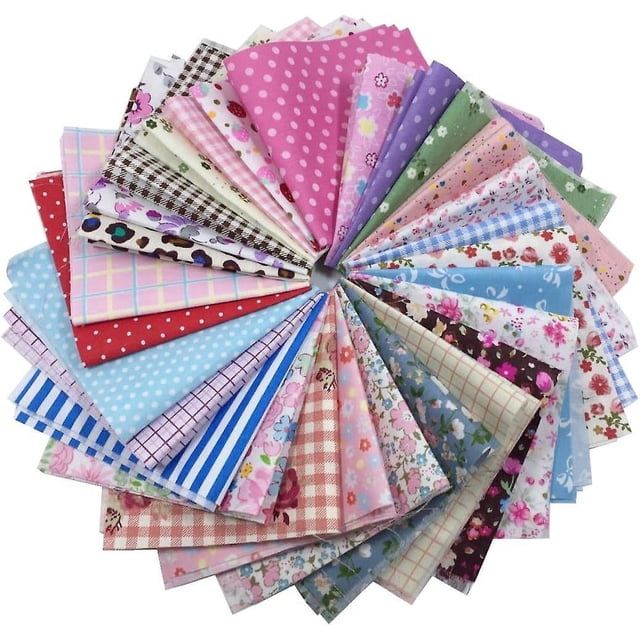 Tela estampada de algodón de varios colores precortada, tela de retales, tela de costura de retazos, puntos de flores, costura artesanal, acolchado, artesanía hecha a mano