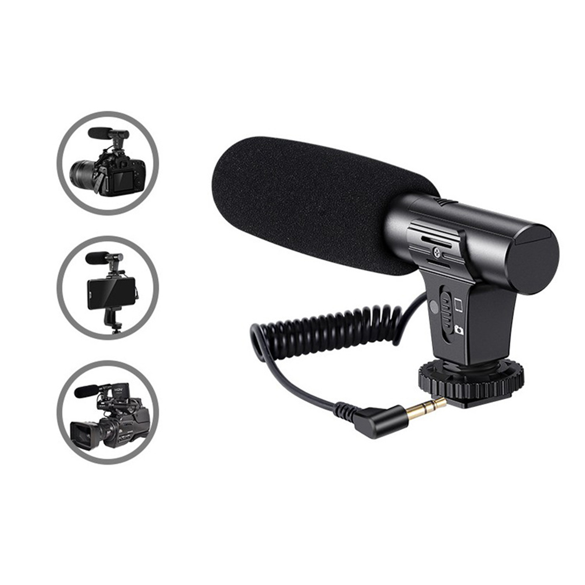 10X Updated 3.5mm HD Video Recording Microphone Smart Noise Reduction Interview Mic for Mobile Phone/SLR Camera