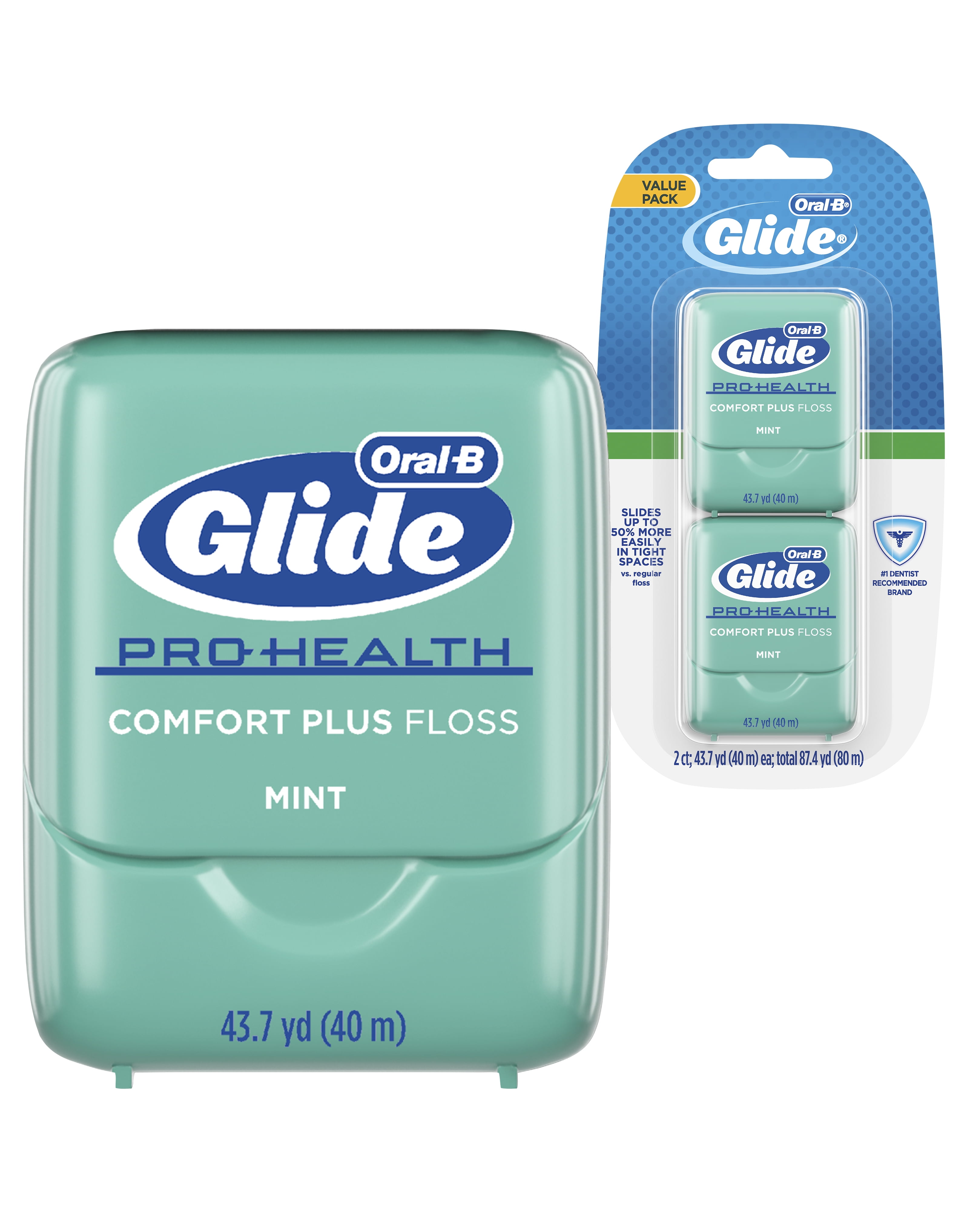 Oral-B Glide Pro-Health Comfort Plus Dental Floss, Mint, 43.7 Yd 2 Pk ...