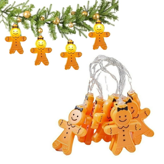 CSCHome Battery/USB Powered Christmas String Lights with Remote Control Gingerbread Man Cookies Suitable for Christmas Holiday Decoration Lights