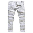 thumbnail image 1 of Men Ripped Biker Jeans Destroyed Frayed Pants Denim Pencil Trousers, 1 of 6