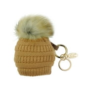 NYFASHION101® Pom Pom Beanie Key Chain Key Ring Handbag Tote Accessory - Camel