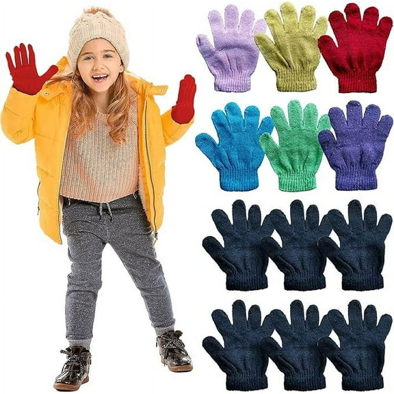 Yacht & Smith Kids Gloves & Mittens Bulk Winter Solid and Striped Magic Children Age 3-8