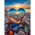 thumbnail image 1 of Kit de pintura con diamantes 5D — Arte con diamantes DIY con temática de piedras oceánicas, patrón "Piedra Corazón" con diamantes redondos; ideal para decoración(Tamaño: 40x50 cm / 15×20 pulgadas), 1 of 7
