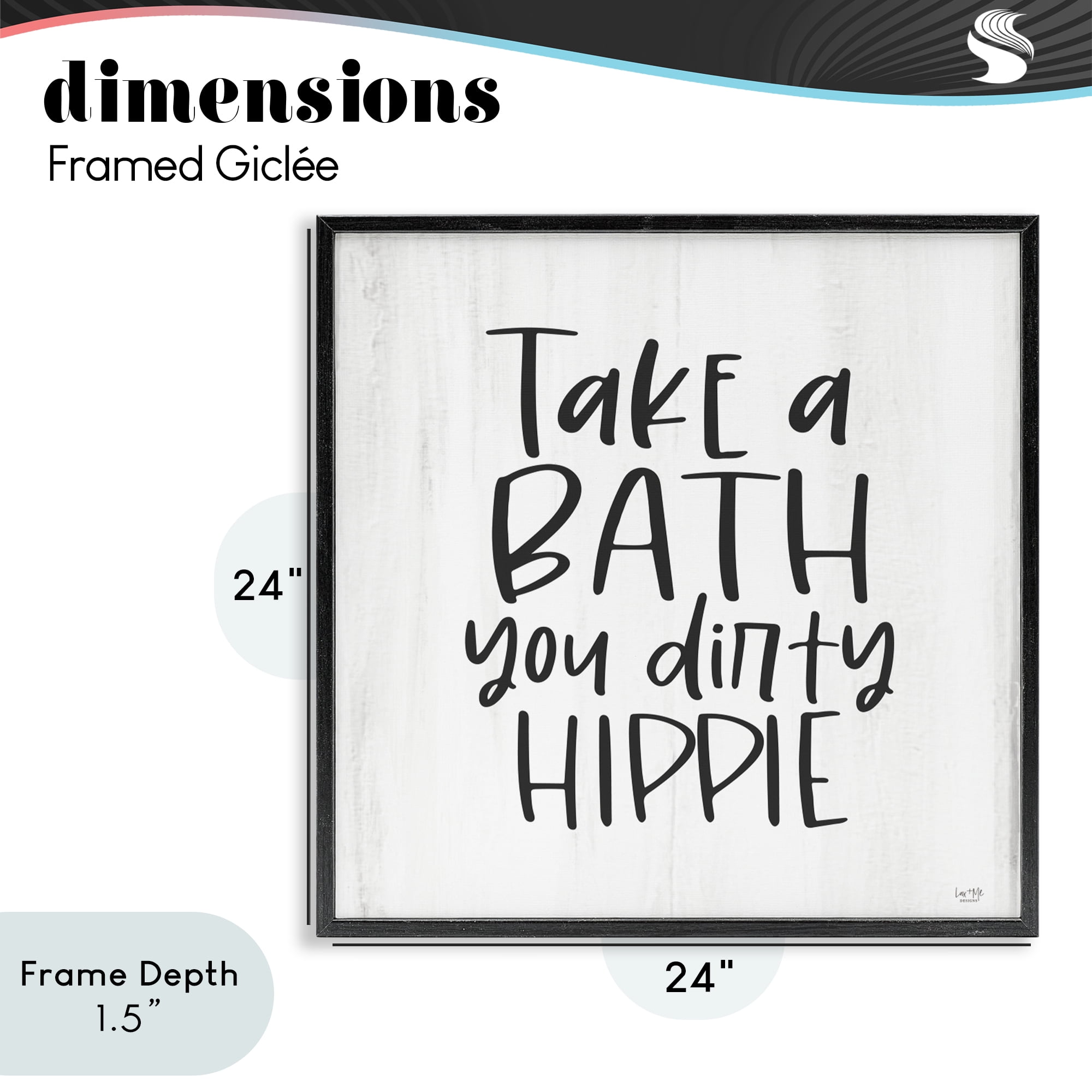 Stupell Industries Take A Bath Dirty Hippie Black Framed Giclee Art, design by Lux + Me Designs