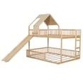thumbnail image 3 of Harper & Bright Designs Floor House Bunk Bed Frame Full XL Over Queen Size with Slide, Wood Bunk Bed Frame with Roof for Boys and Girls, Natural, 3 of 10
