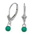 thumbnail image 1 of 10k White Gold 5mm Round Genuine Emerald Lever-back Earrings, 1 of 1