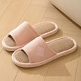 thumbnail image 2 of BinBiL New Couple Home Chinese Wind Open Linen Slippers Spring and Summer Home Cotton Linen Non-slip Wooden Slippers, 2 of 7