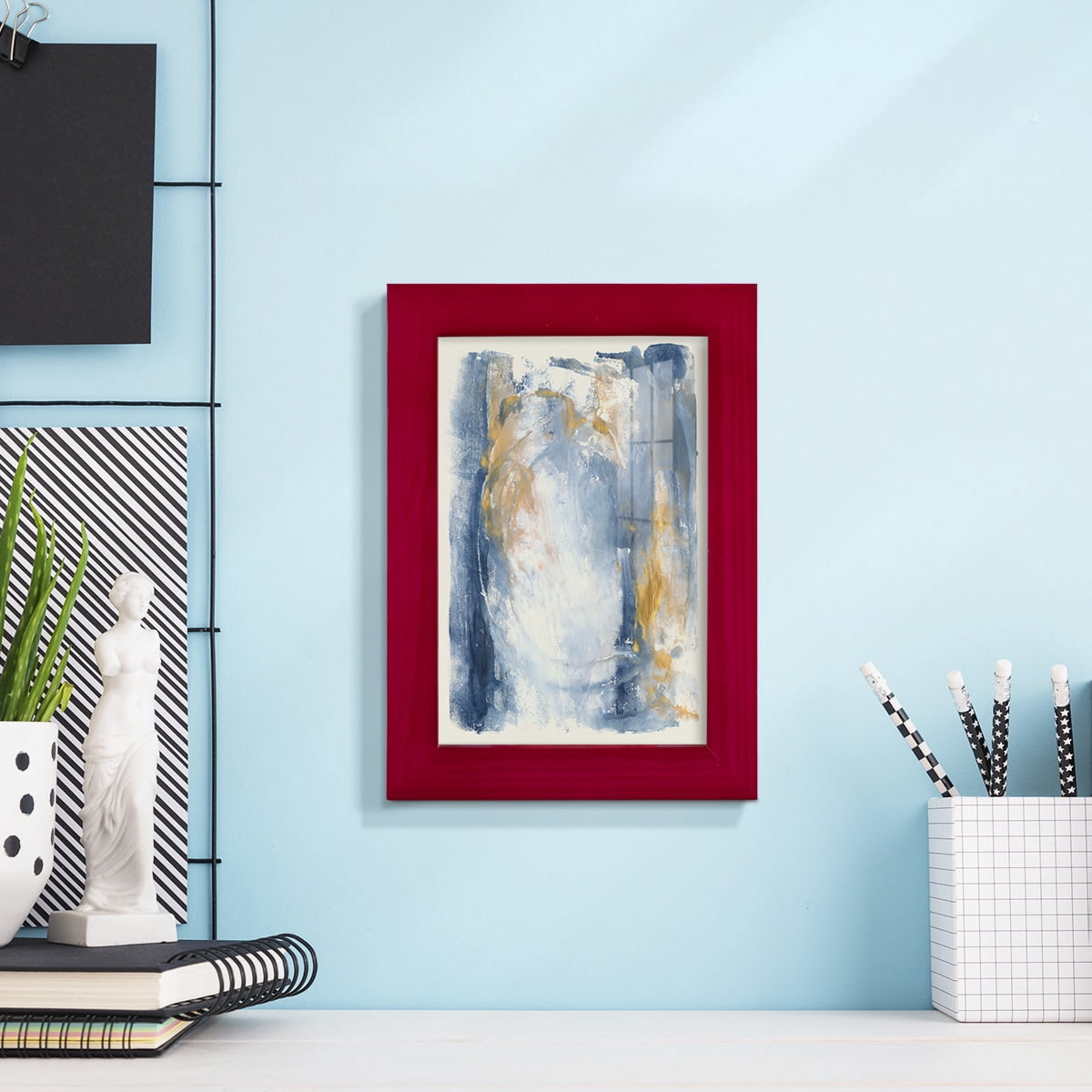 Circles & Dream I - Framed Print w/glass - Cherry Red