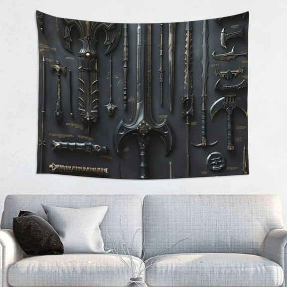 Easygdp Fantasy Medieval Weaponry Tapestrys Boutique Decor Wall Hanging for Living Room Bedroom Office Decor 29x37in