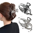 thumbnail image 2 of Set of 2 Gothic Spider Web Skeleton Skull Hair Claw Clips, Heavy Duty Metal Large & Medium Hair Barrettes for Women Girls Thick Thin Hair, Headband Styling Halloween Gift, 2 of 2