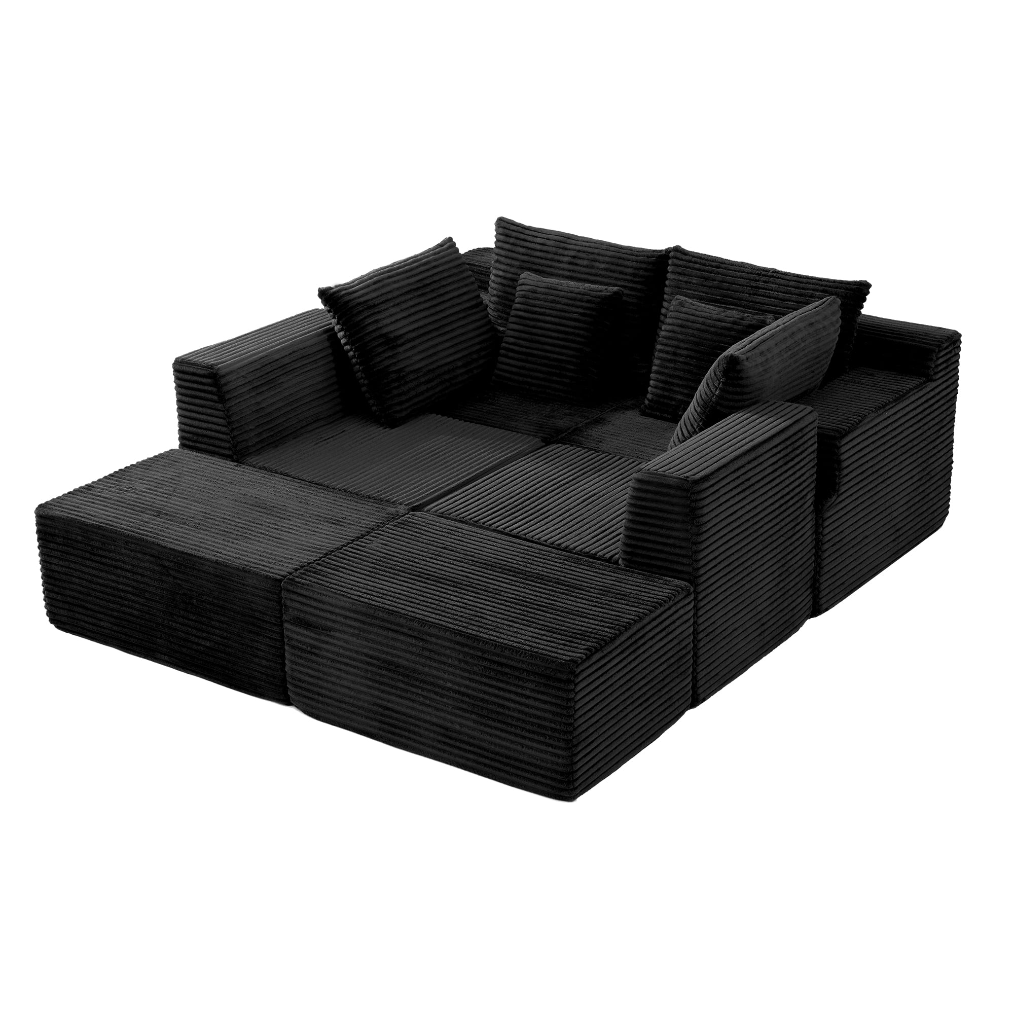 131" Oversized U Shaped Boneless Modular Sectional Sofa with 2 Ottoman and 6 Pillows