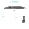 thumbnail image 4 of Sonerlic 15 x 9ft LED Double-Sided Patio Market Umbrella Outdoor with LED Lights for Garden, Deck and Pool,Gray, 4 of 5