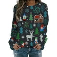 thumbnail image 1 of GHSDFBB Chandails de Noël pour Femmes Mode Loisirs Imprimé Graphique Manches Longues Hauts Mignons Chandail en Molleton Col Rond Cadeau de Noël, 1 of 5