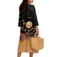 thumbnail image 2 of DISNIMO Flower Moon Printed Maxi Dresses for Women Loose V Neck Dress Lightweight 3/4 Sleeve Midi Dress Fashion Long Shift Dresses, L, 2 of 6