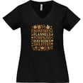 thumbnail image 3 of Inktastic Cozy Autumn Vibes Bonfires Flannels Pumpkins Hayrides Women's Plus Size V-Neck T-Shirt, 3 of 5