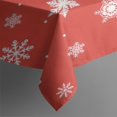 thumbnail image 5 of Red Christmas Snowflake Pattern Rectangle Tablecloth 60"x102",Waterproof Polyester Rectangle Table Cloth, Wipeable Spillproof Polyester Tablecloth for Dining, Camping, Indoor and Outdoor, 5 of 6