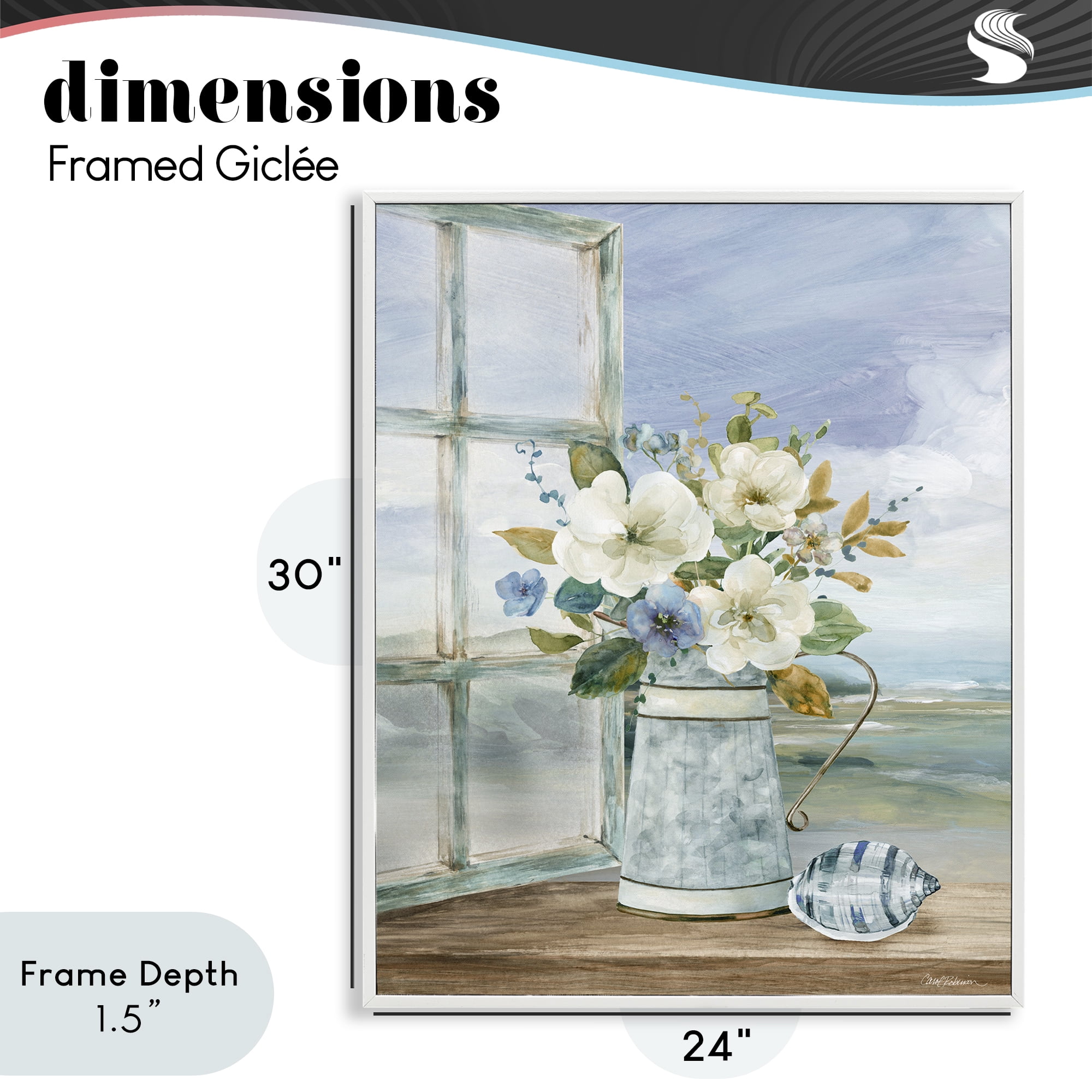 Stupell Industries Seaside Floral Bouquet Window White Framed Giclee Art, design by Carol Robinson