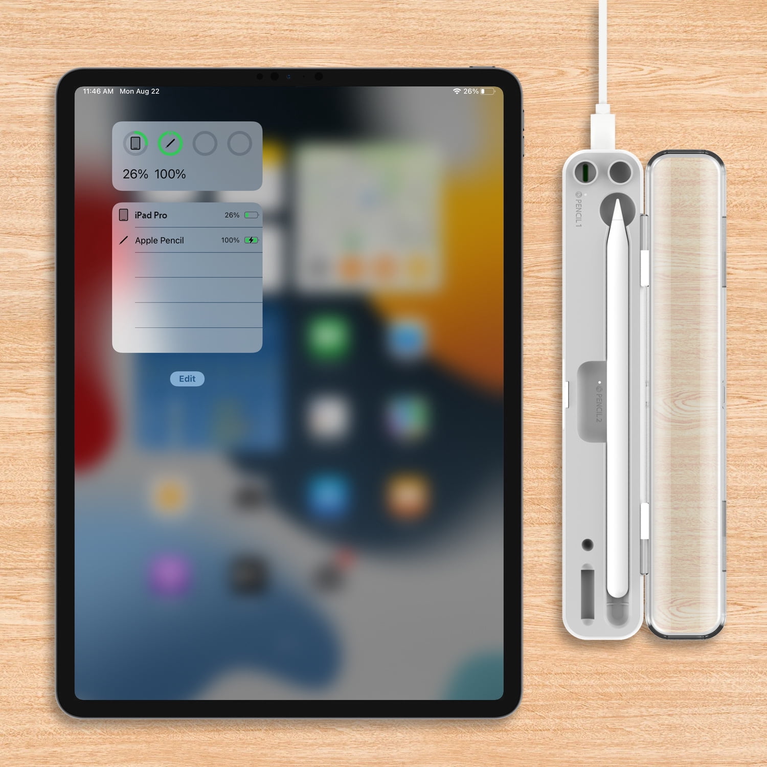 1x Wireless Charger Charging Dock Holder Portable Storage Box for Apple Pencil 2/1