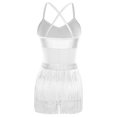 thumbnail image 4 of TiaoBug Women Sparkly Latin Jazz Dance Dress Corset Cami Top Sleeveless Tassel Fringe Skirt Leotard Dancewear White XL, 4 of 5