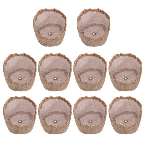 IFANLANDOR 10pcs Bottom Burlap Grow Bag with Hole, Brown Linen Planting Sack