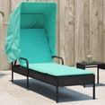 thumbnail image 1 of vidaXL Sun Lounger with Canopy Black Poly Rattan, 1 of 5