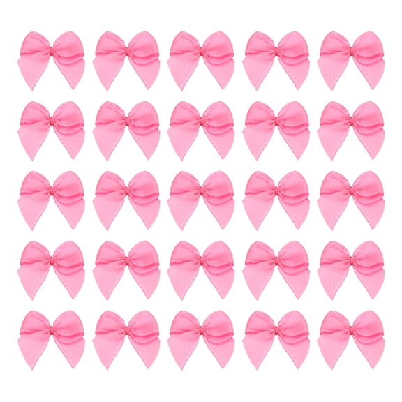 60 Pcs Mini Ribbon Bow 3/4" Mini Fabric Satin Ribbon Flower Bows for Craft DIY Sewing Wedding Birthday Party, Rose Red