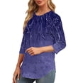 thumbnail image 7 of HomeGardon 3/4 Length Sleeve Womens Tops,Womens Shirts Clearance!Women's New Round Neck Cover Casual Printed Fashion Top,S-XXL, 7 of 7