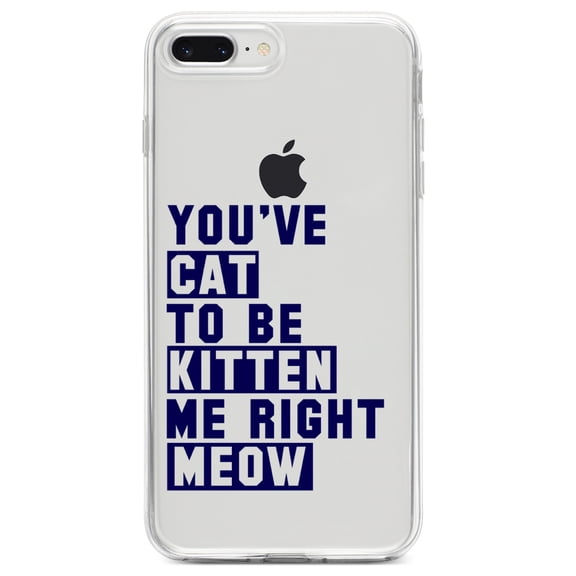 DistinctInk Clear Shockproof Hybrid Case for iPhone 7 PLUS / 8 PLUS (5.5" Screen) TPU Bumper Acrylic Back Tempered Glass Screen Protector - You've Cat to be Kitten Me Meow