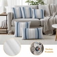 thumbnail image 6 of Grey Blue Vertical Stripes Outdoor Waterproof Pillow Covers, Modern Minimalist Abstract Decorative Square Throw Pillowcase Sofa Cushion Sham for Patio/Couch/Chair, 24"x24" 2 Pack, 6 of 8