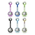 thumbnail image 6 of 14GA Titanium IP 316L Double CZ Barbell Belly Rings (Various Colors), 6 of 8