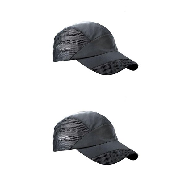 Qarigey Sombrero de verano para hombre, accesorio de ropa de Color sólido, tocado deportivo, gorras de béisbol de malla de secado rápido Gris oscuro 2Conjunto