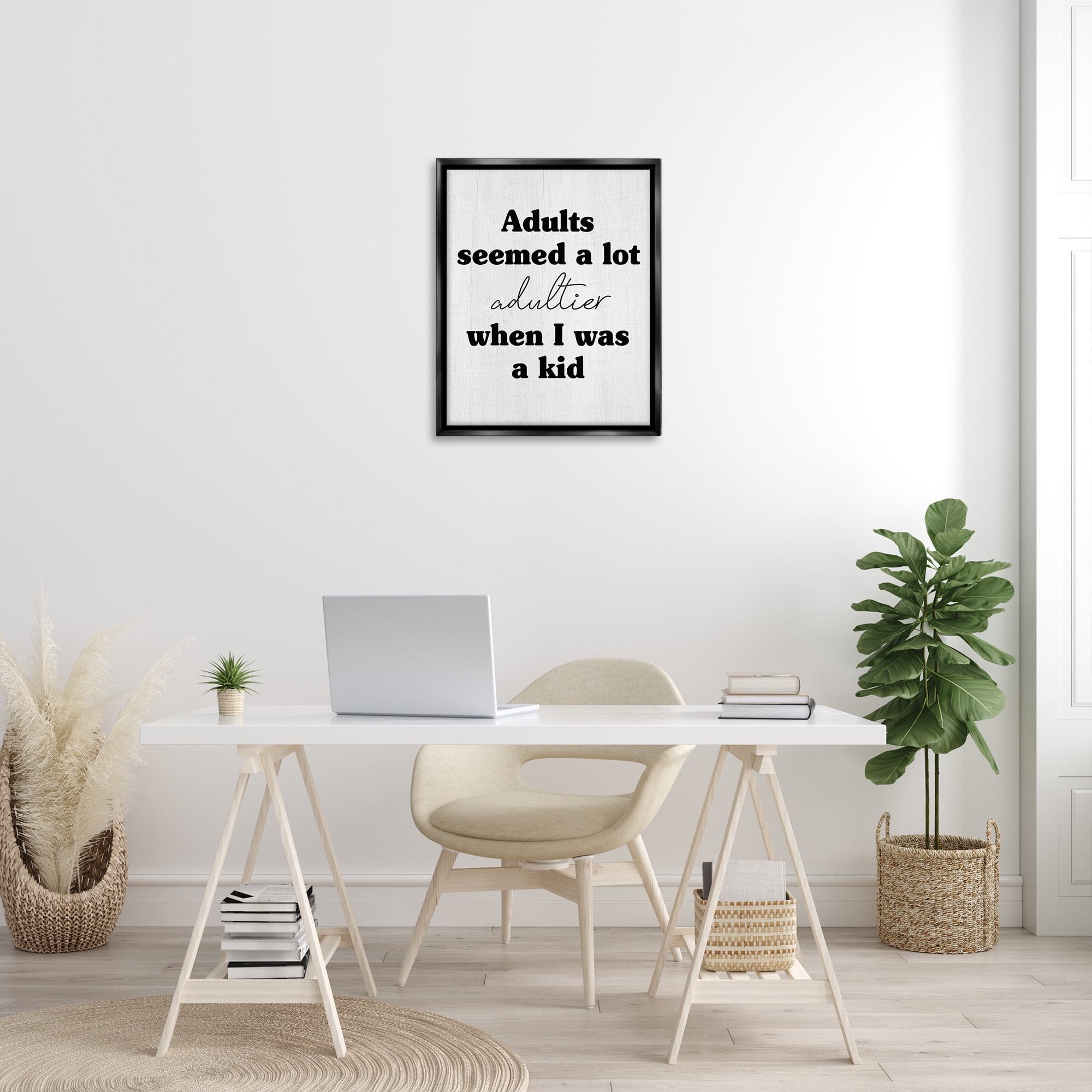 Stupell Industries Sassy Adult Phrase Typography Painting Black Floater Framed Canvas Art Print Wall Art, 25 x 31