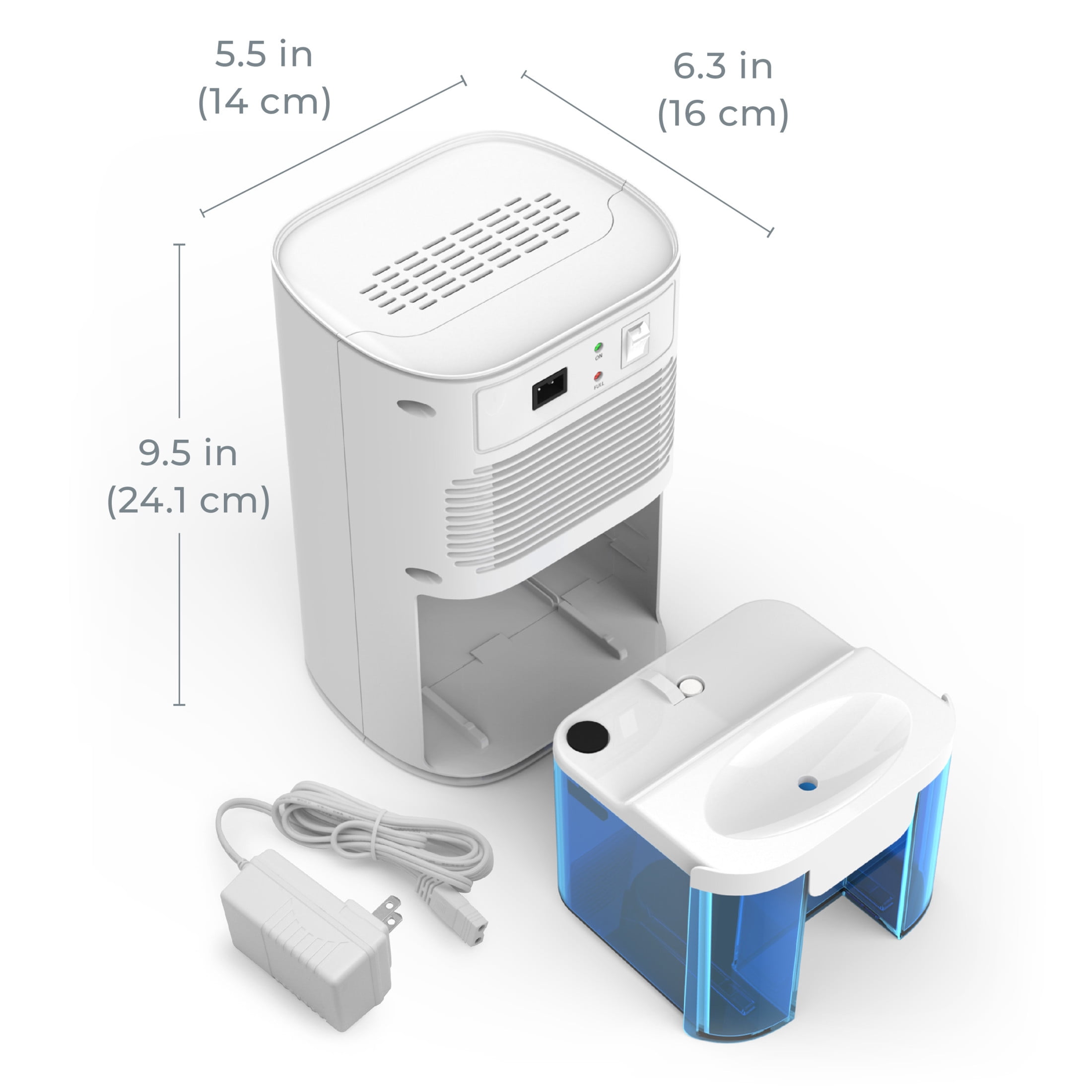 Pure Enrichment PureDry Mini Dehumidifier -  27oz Compact Water Tank Eliminates 300ml/day of Excess Moisture from Closets, Bathrooms, Boats, Kitchens, and Other Small Rooms and Living Spaces