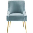 thumbnail image 3 of Modway Chaise de Salle à Manger Rembourrée en Velours de Performance à Dossier Plissé Discern, Bleu Pâle, 3 of 7