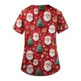 thumbnail image 4 of Inglocry Christmas Scrubs Tops for Women Plus Size Stretchy Short Sleeve V Neck Xmas Tree Snowflake Print Nurse Scrub Medical Uniform Hot Pink L, 4 of 4