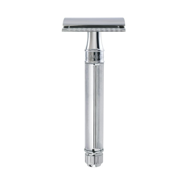 Edwin Jagger De89lbl Double Edge Safety Razor Chrome Plated Lined Detail, Chrome