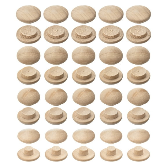 Wood Plugs, 120 Pack 4 Sizes - Beech Wood Button Top Plugs, Screw Hole Covers, Decorative Wooden Cover for Stair
