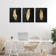 thumbnail image 2 of Black & Gold Feathers 3 Piece Canvas Wall Art Set, design by Kim Allen, 2 of 7