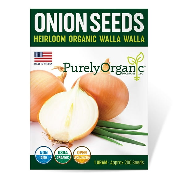 Purely Organic Heirloom Onion Seeds (Walla Walla) - Approx 250 Vegetable Seeds - Full Sun, Non-GMO, Open Pollinated - for 2022 Season