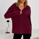 thumbnail image 4 of Camisas para mujer,Sudadera con capucha y media cremallera para mujer, jersey de manga larga, sudadera informal de poliéster, sudadera con capucha extragrande para usar en casa, sopatenor, 4 of 8