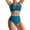 Blue #056, variant on Women's High Waisted Bikini Sets Push Up Twist Front Spaghetti Straps Ruched Two Piece Swimsuit Bathing Suit Blue L