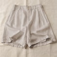 thumbnail image 2 of Sexlip Women 5-inch Shorts Waffle Knit Fabric Elastic Waistband For Comfort High Waisted Slimming Design Cotton Linen Blend Beige XL, 2 of 5
