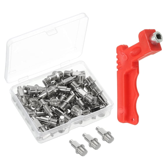 Uxcell Track Shoe Spikes High Jump Spikes Sports Short Spike with Spike Wrench Silver 50 Pack