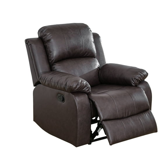 TrumanPick Manual Leather Recliner Chair,Overstuffed reclining Armchair Home Theater Sofa Recliner for Living Room, Brown