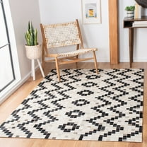 SAFAVIEH Studio Leather Creighton Geometric Area Rug, Ivory/Black, 5' x 8'