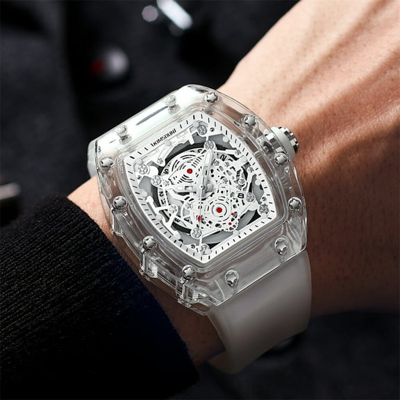 Transparent Barrel Shaped Hollow Quartz Watch Men'S Watch Popular