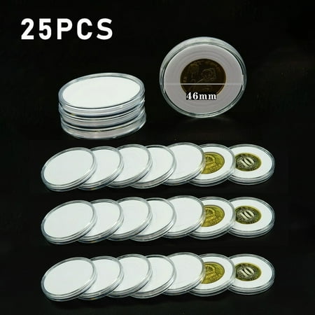 

25pcs 46mm Transparent Plastic Coin Holder Coin Collecting Box Case Capsule