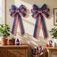 thumbnail image 4 of Yhmxh Large Patriotic Star Ribbons Bow for Wreath, Red White Buffalo Plaid Fabric Ribbons Set American Flag Ribbon Bow for Front Door, Fourth of July 250th Anniversary Decoration for Indoor Outdoor, 4 of 6